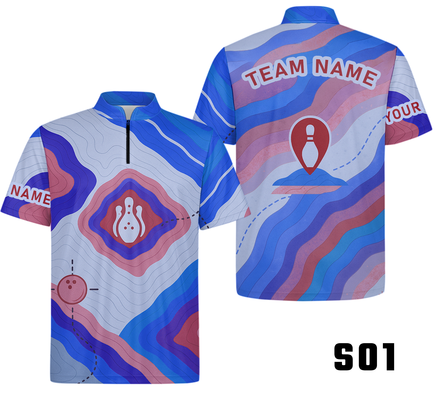 Vintage Contour Map Trail Bowling Jersey