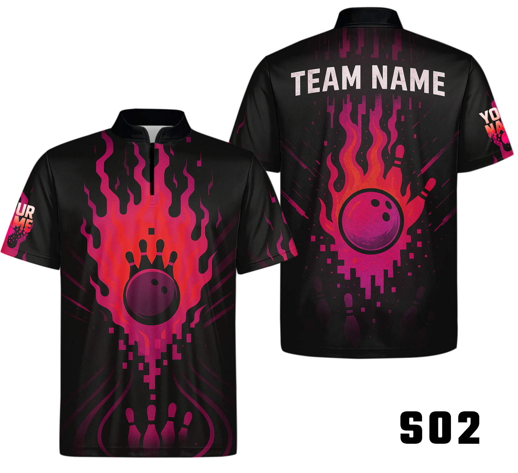 Fiery Flames Pixel Energy Bowling Jersey