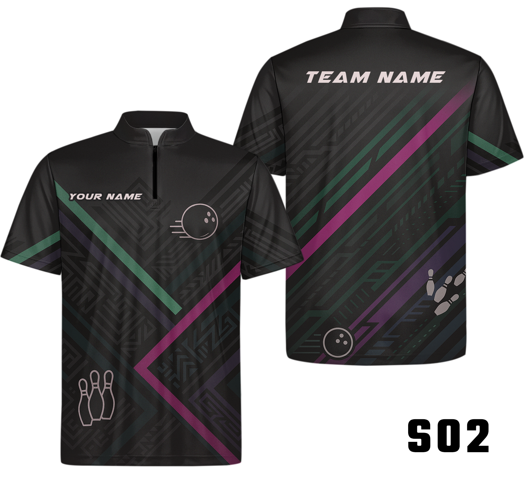 Modern Geometric Angular Stripes Bowling Jersey