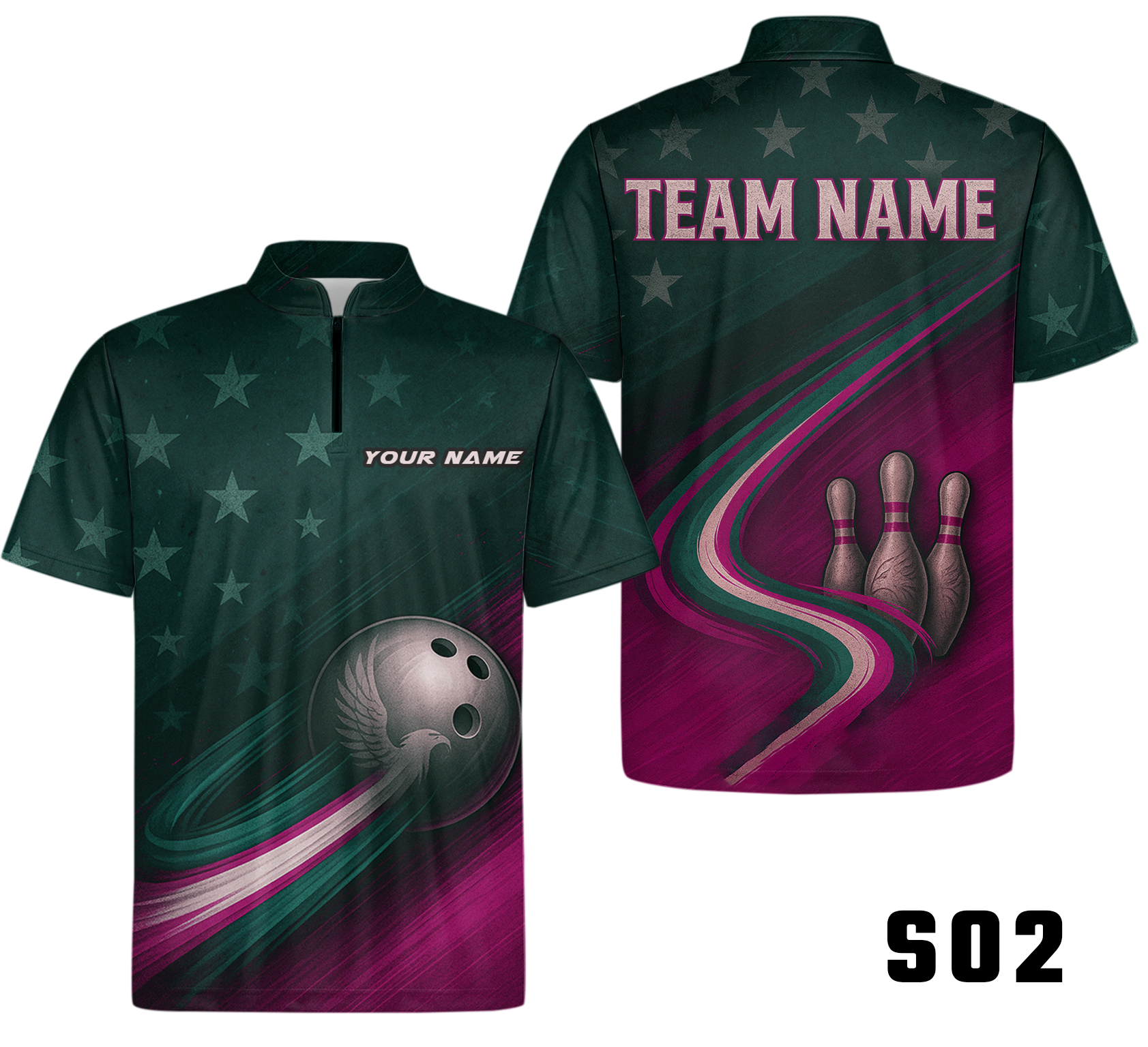 Stars Stripes Patriotic Eagle Bowling Jersey