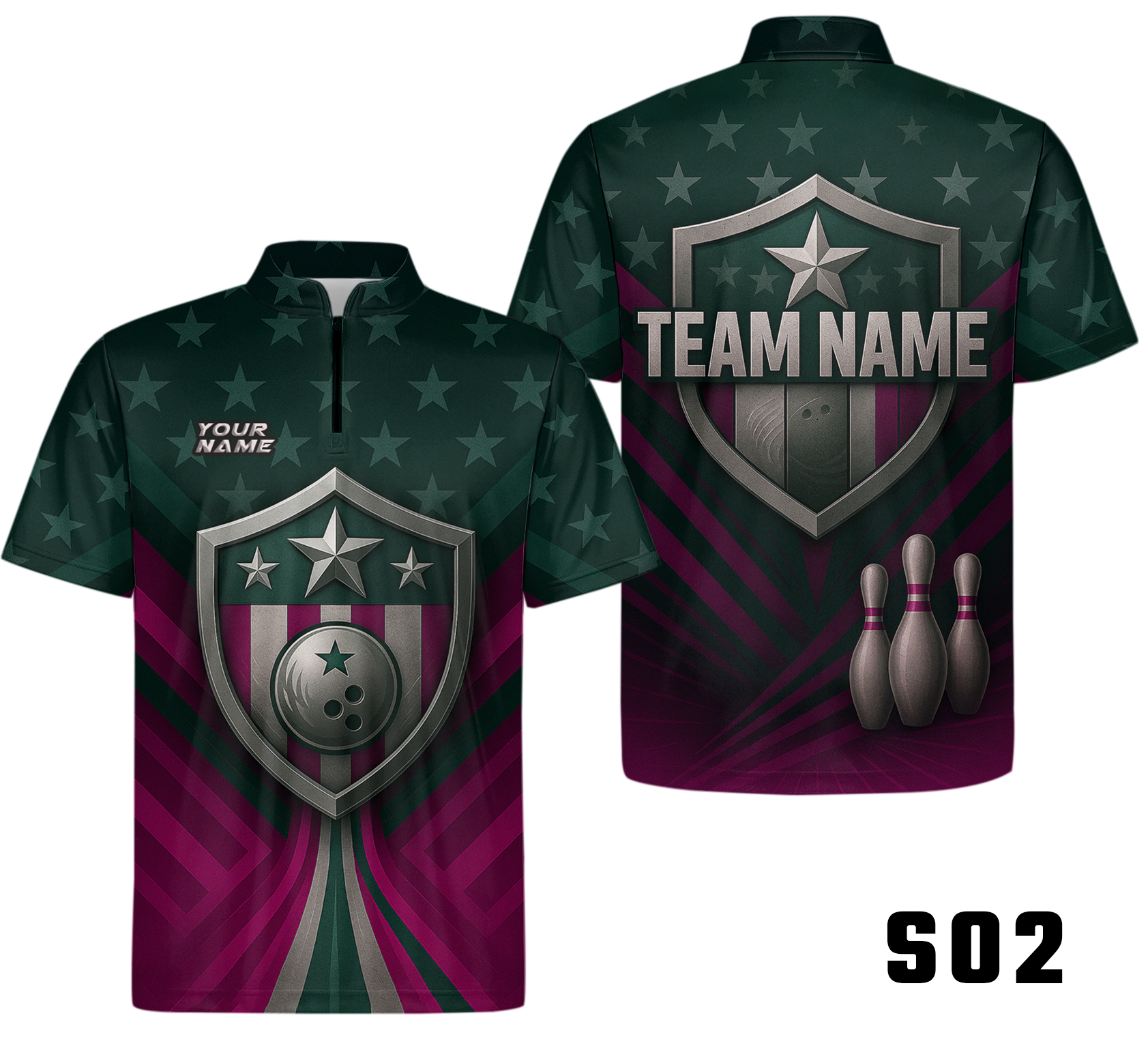 American Flag Shield Emblem Bowling Jersey
