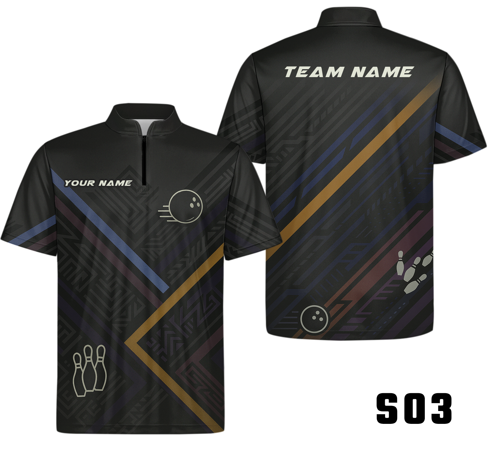 Modern Geometric Angular Stripes Bowling Jersey