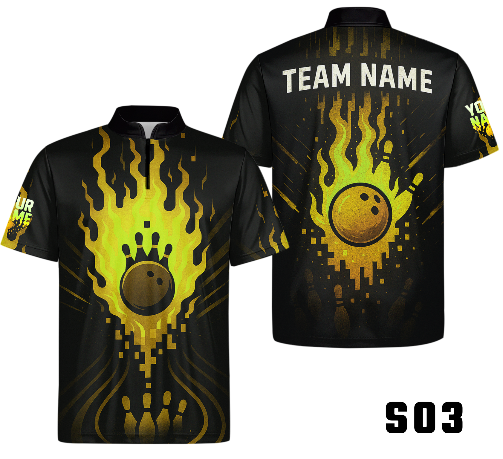 Fiery Flames Pixel Energy Bowling Jersey