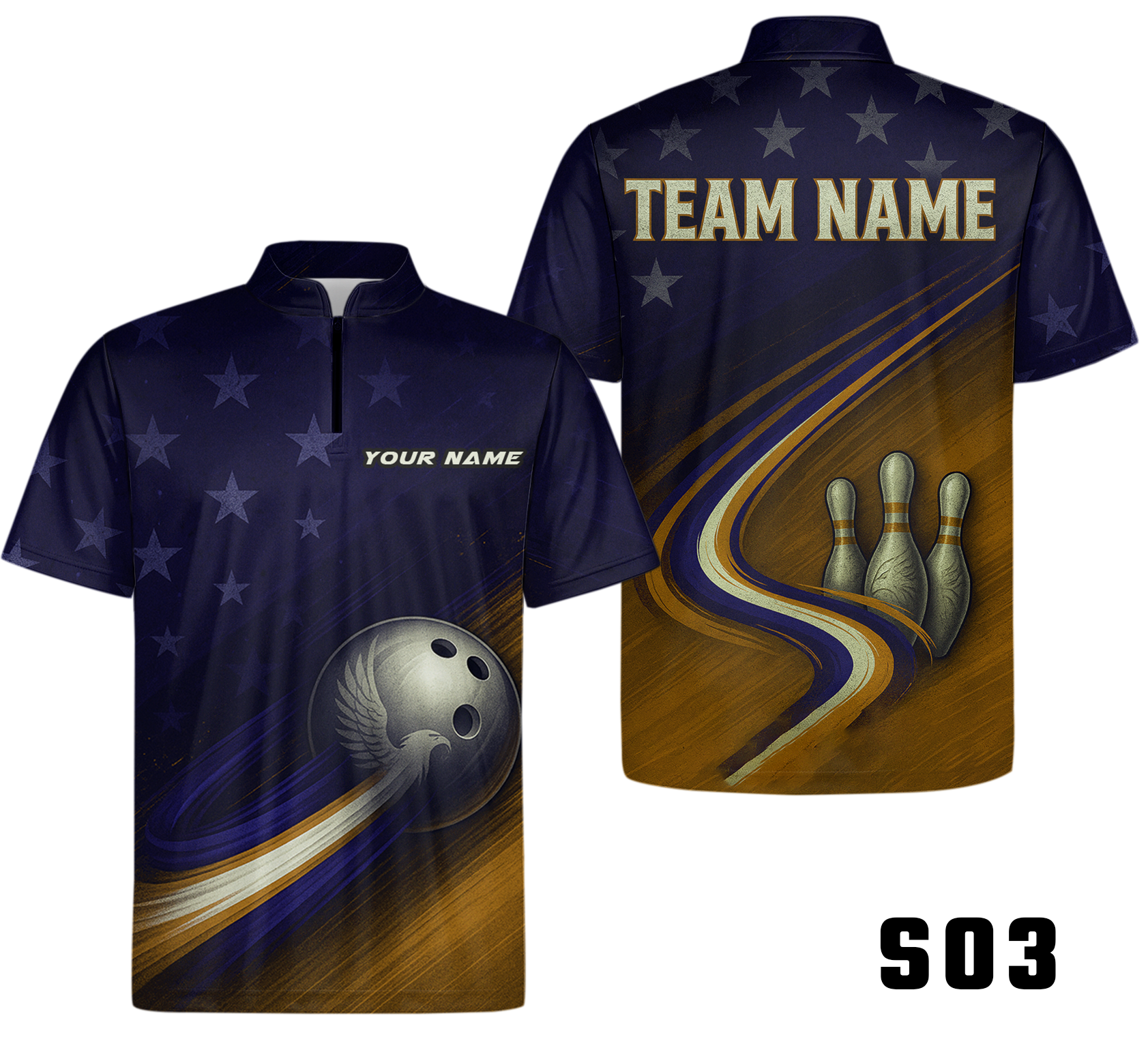 Stars Stripes Patriotic Eagle Bowling Jersey