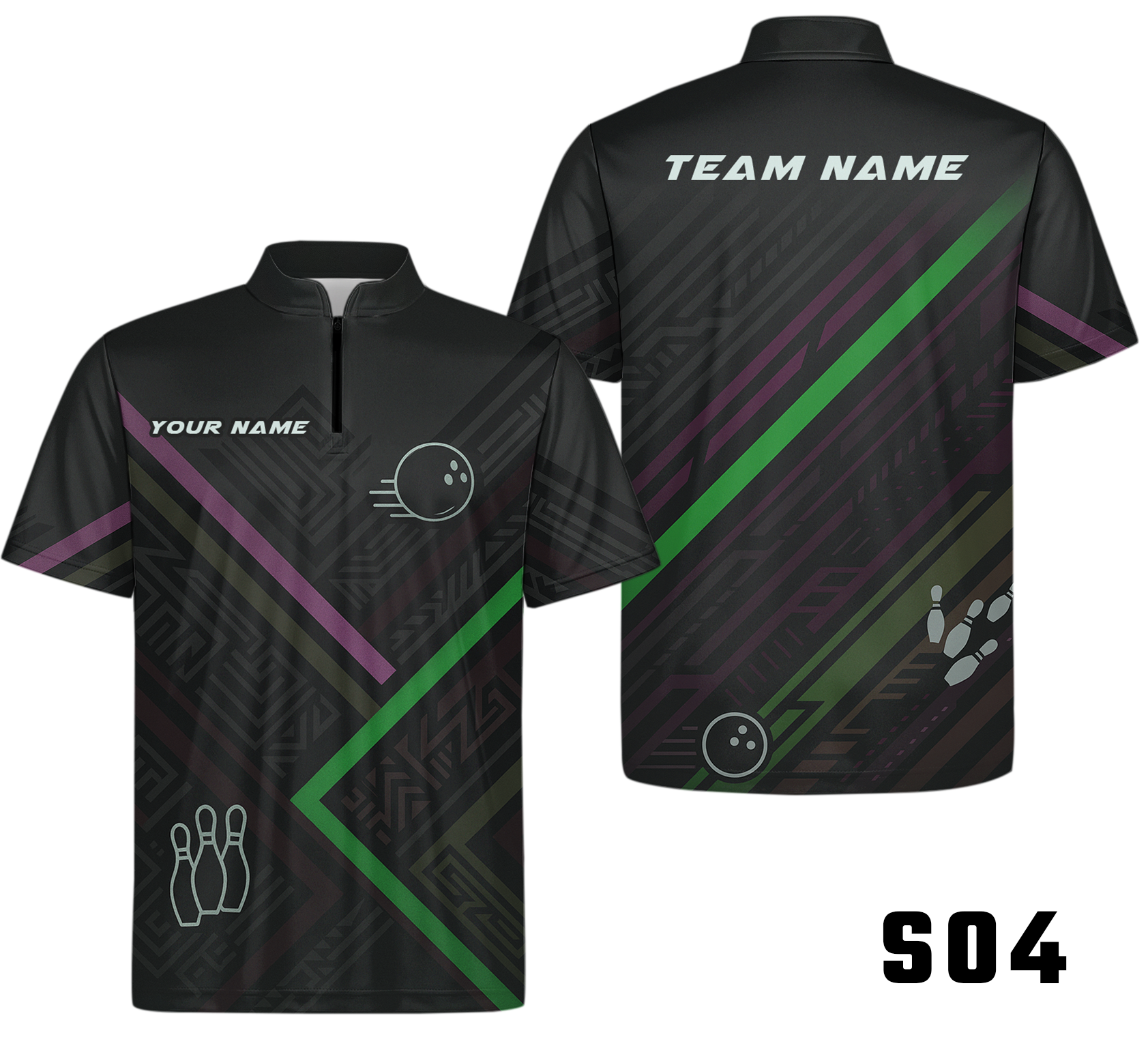 Modern Geometric Angular Stripes Bowling Jersey