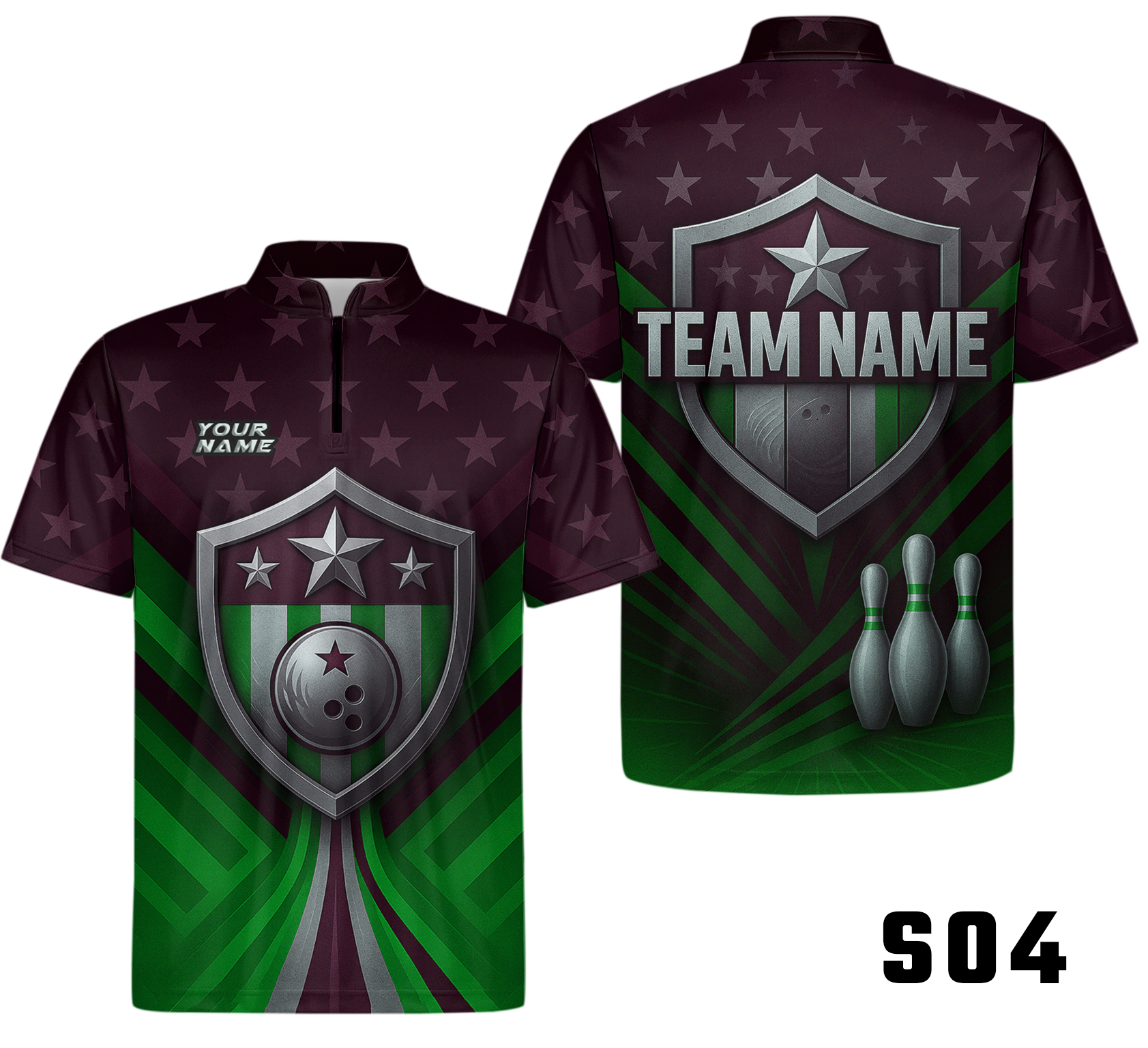 American Flag Shield Emblem Bowling Jersey