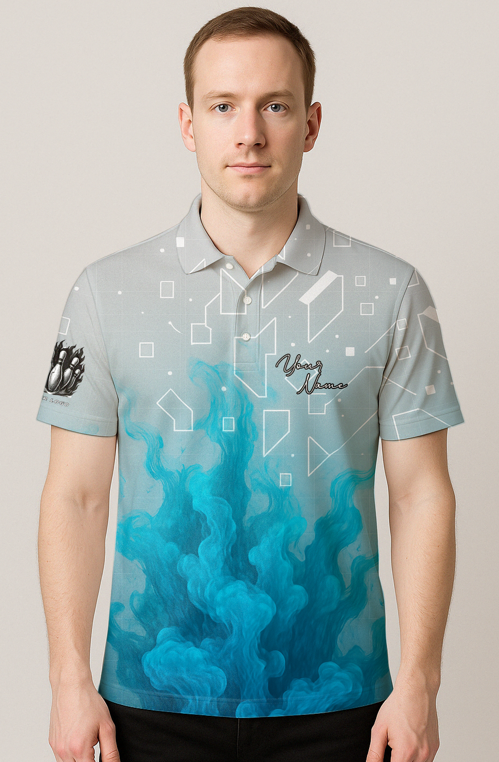 Geometric Tangle Ink Cloud Bowling Jersey