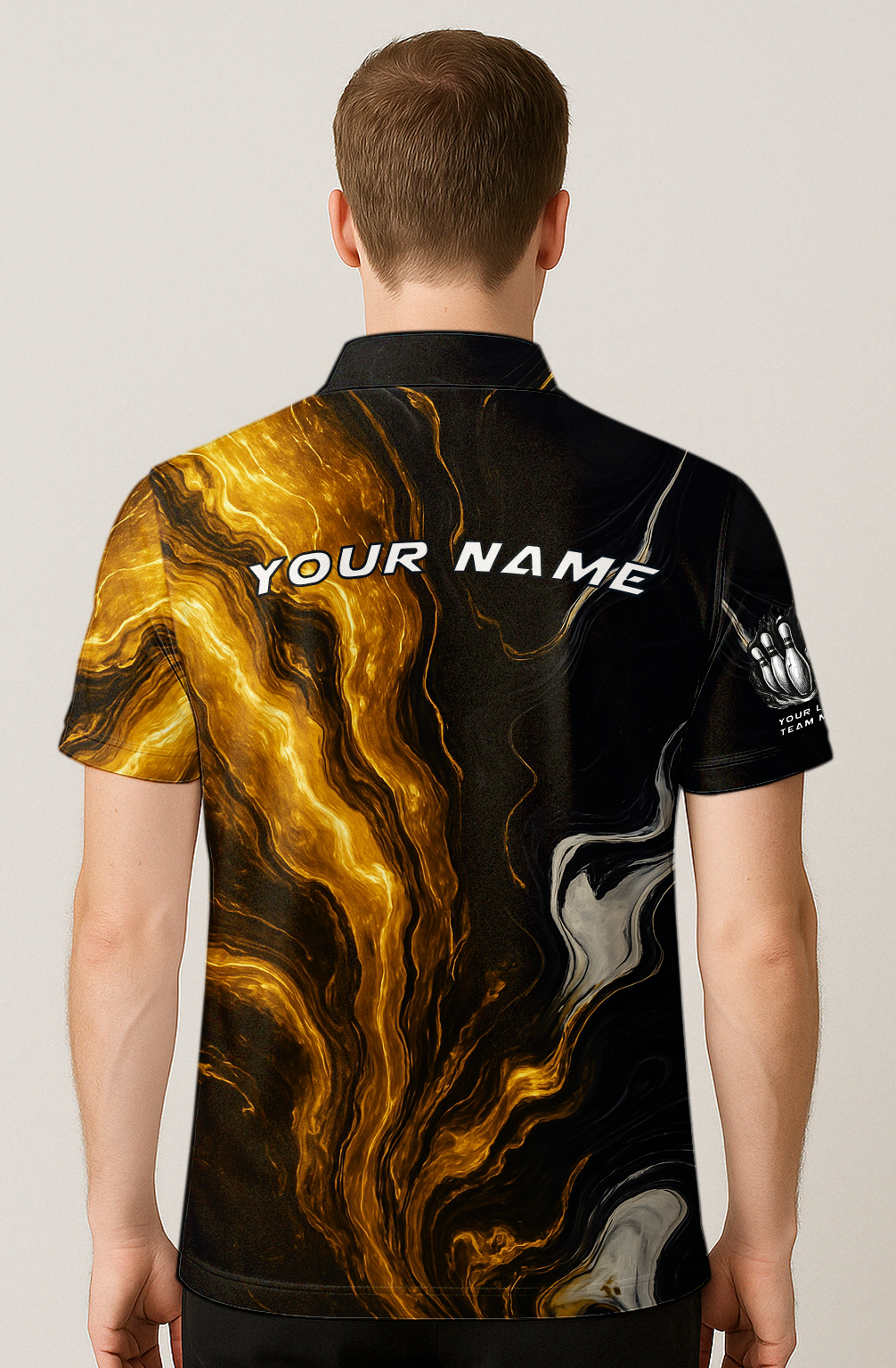 Molten Gold Veins Swirl Bowling Jersey
