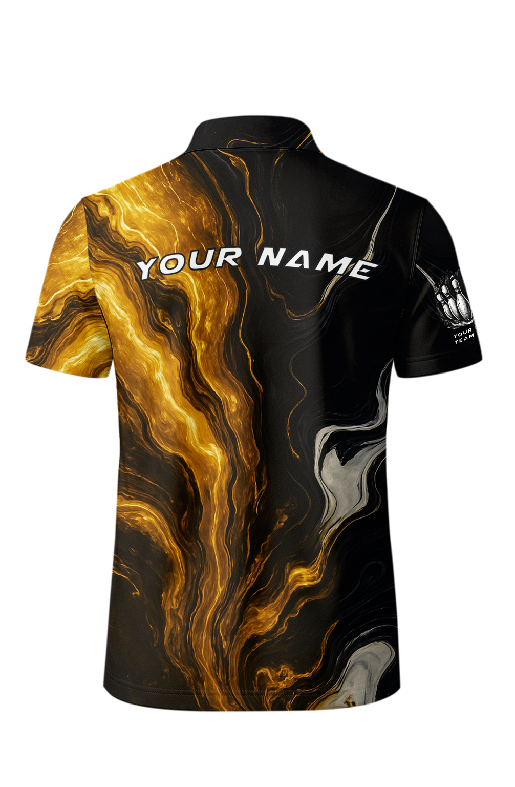 Molten Gold Veins Swirl Bowling Jersey