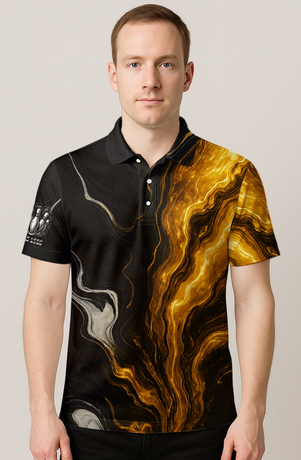 Molten Gold Veins Swirl Bowling Jersey