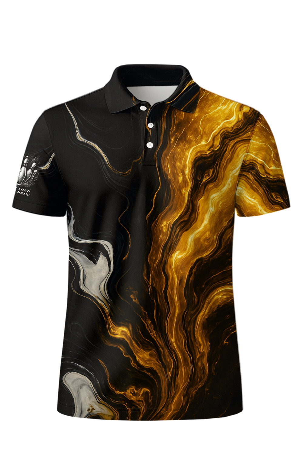 Molten Gold Veins Swirl Bowling Jersey