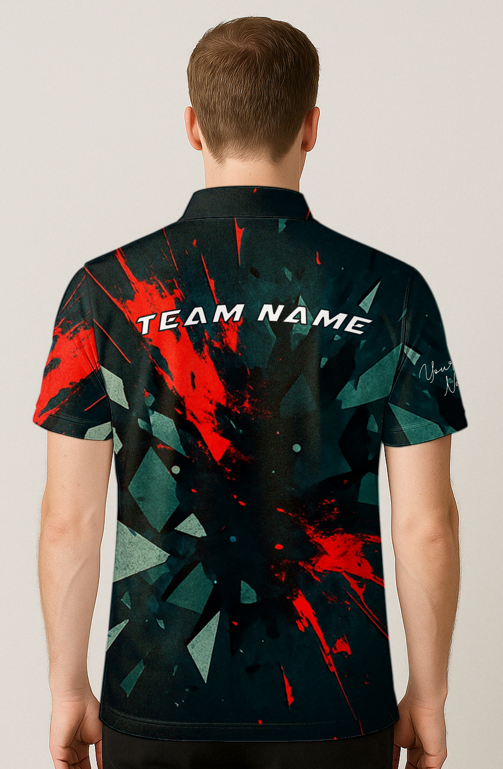 Explosive Geometric Crimson Impact Bowling Jersey