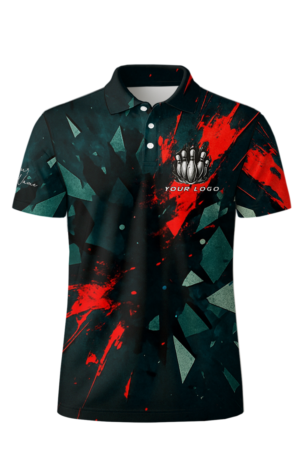 Explosive Geometric Crimson Impact Bowling Jersey