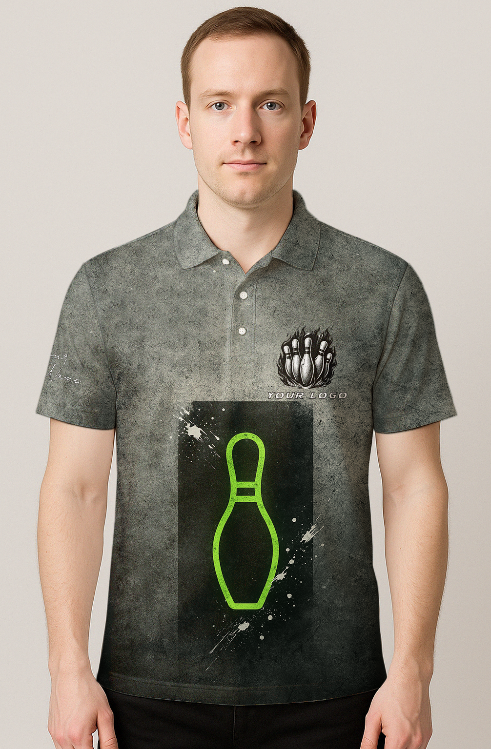 Grunge Neon Bowling Pin Bowling Jersey