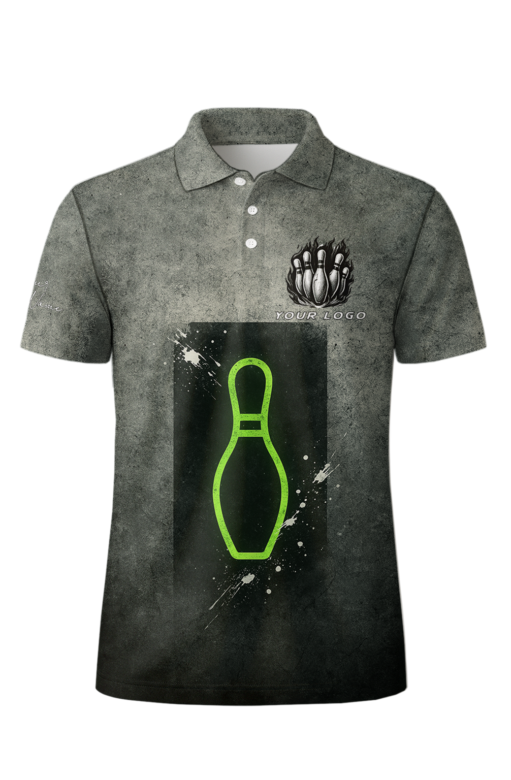 Grunge Neon Bowling Pin Bowling Jersey