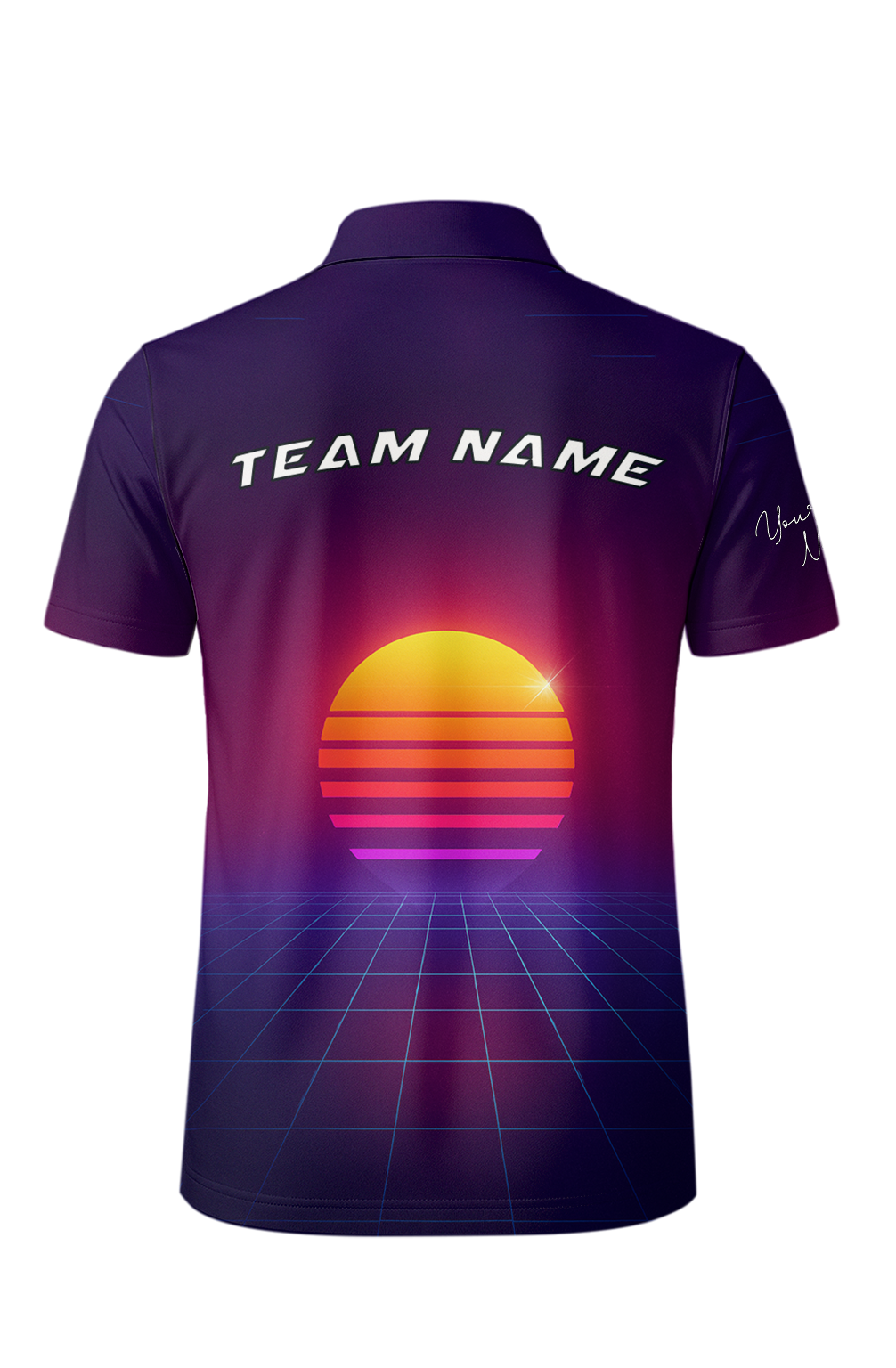 Retro Sunset Grid Lines Bowling Jersey