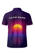 Retro Sunset Grid Lines Bowling Jersey