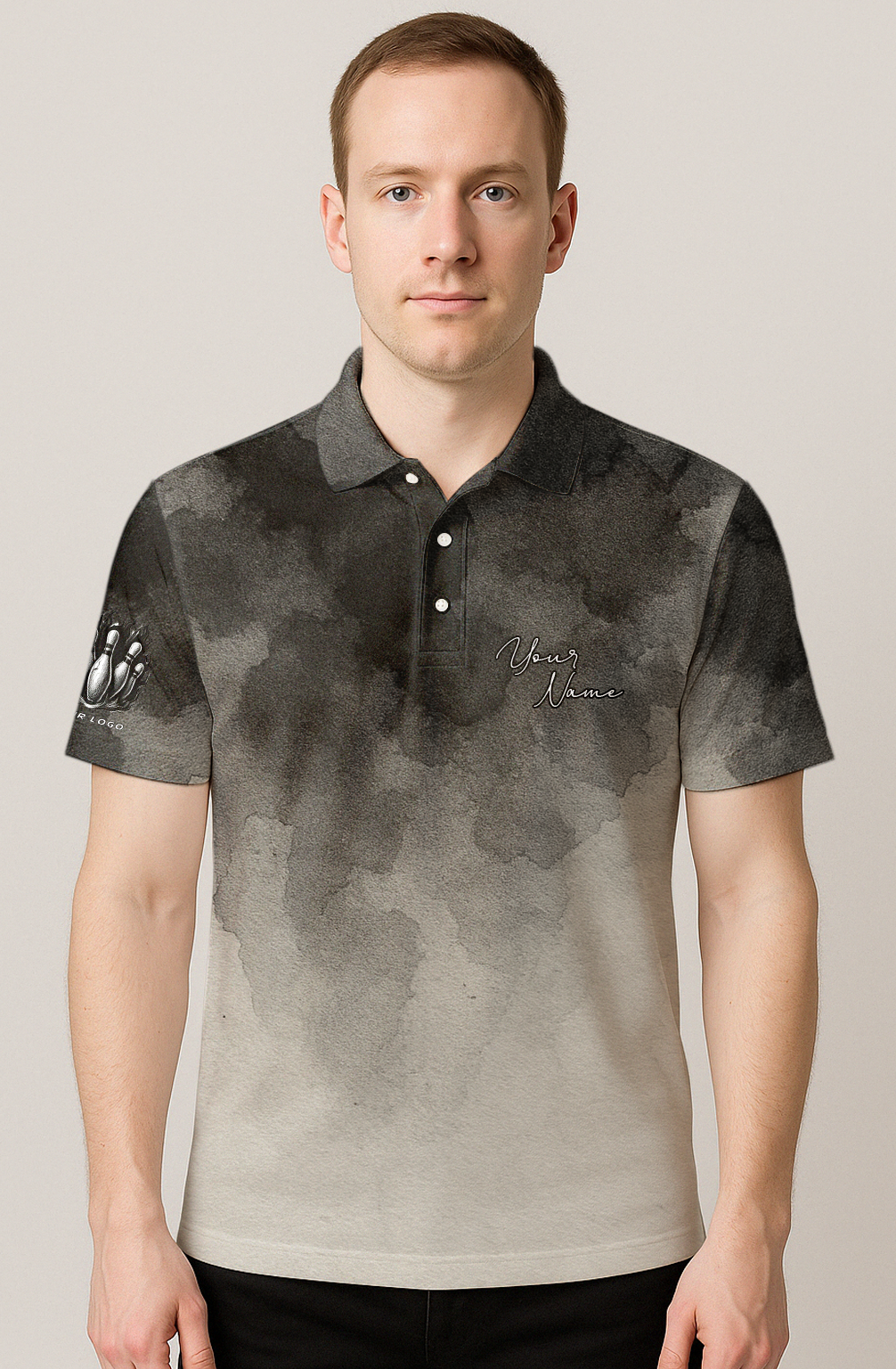 Smoky Ink Wash Stain Bowling Jersey