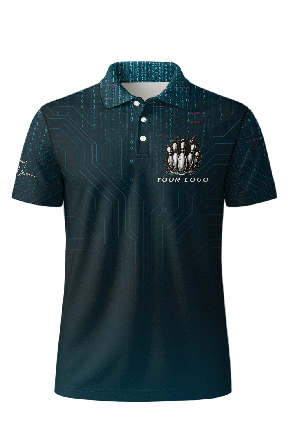 Digital Circuit Matrix Rain Bowling Jersey