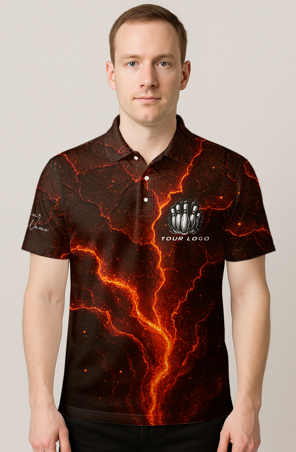 Volcanic Fissures Fiery Cracks Bowling Jersey