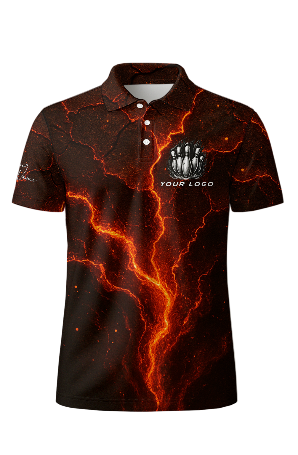 Volcanic Fissures Fiery Cracks Bowling Jersey