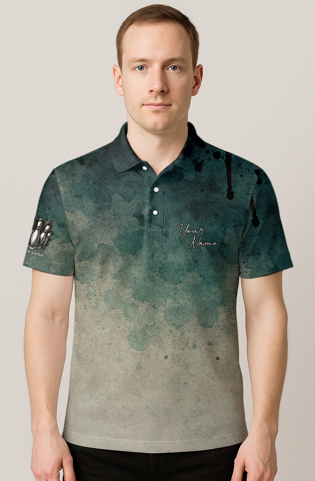 Grungy Watercolor Stain Texture Bowling Jersey