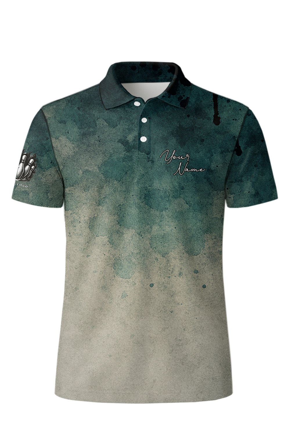 Grungy Watercolor Stain Texture Bowling Jersey