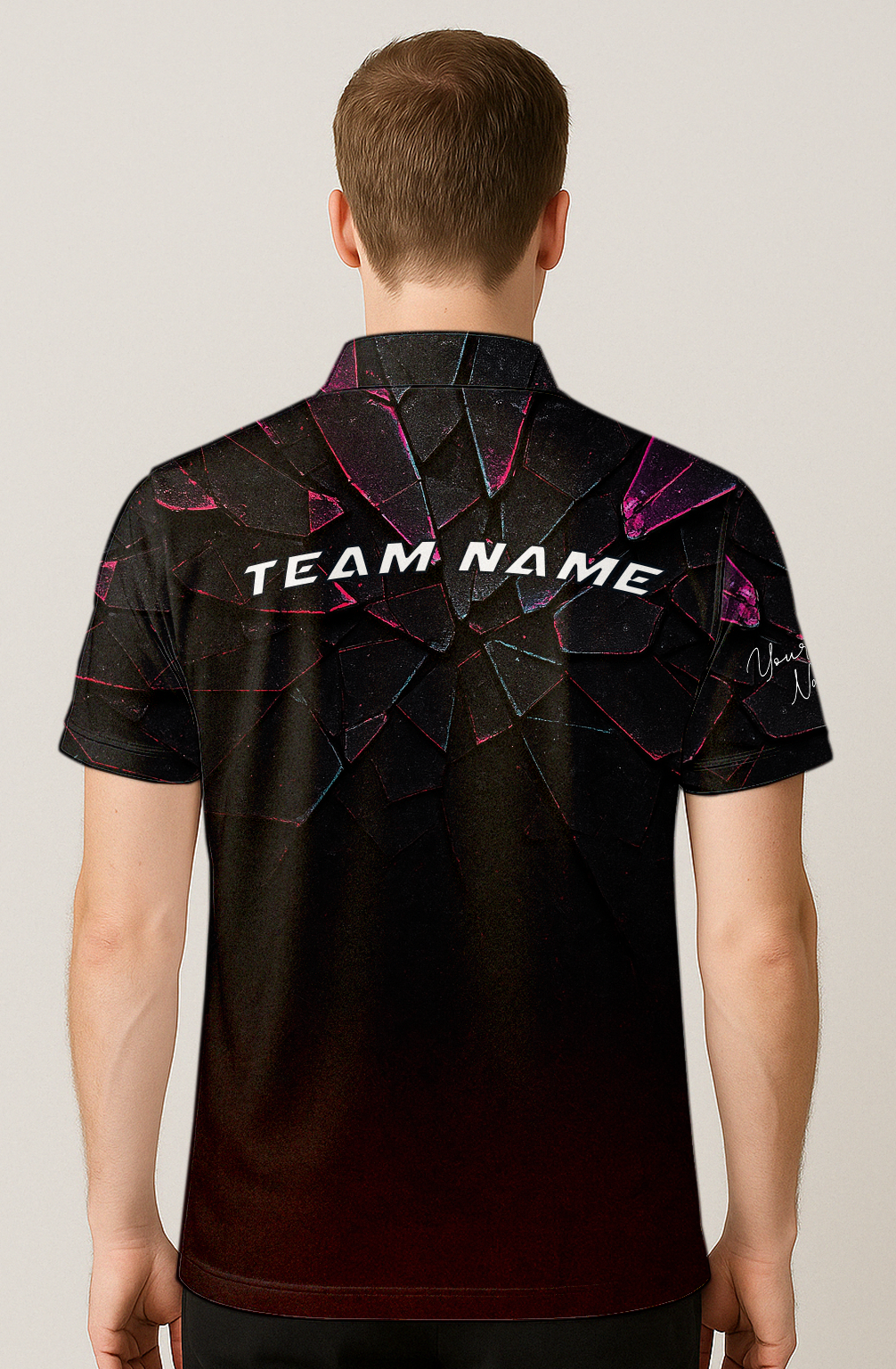 Shattered Dark Pink Glass Bowling Jersey