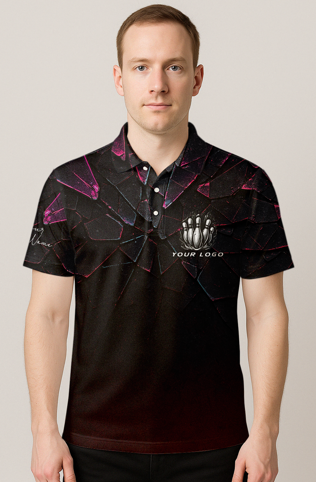 Shattered Dark Pink Glass Bowling Jersey