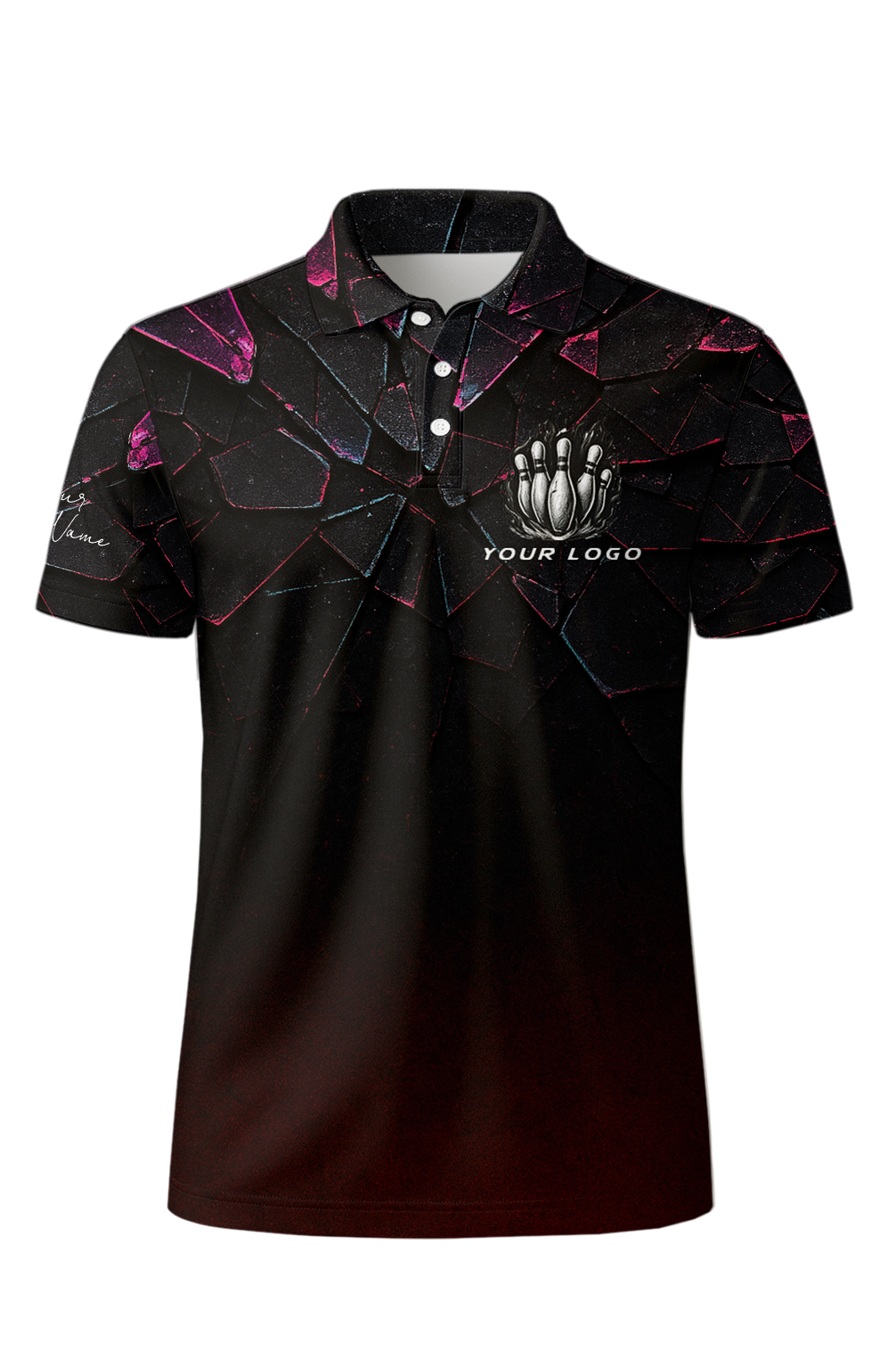 Shattered Dark Pink Glass Bowling Jersey