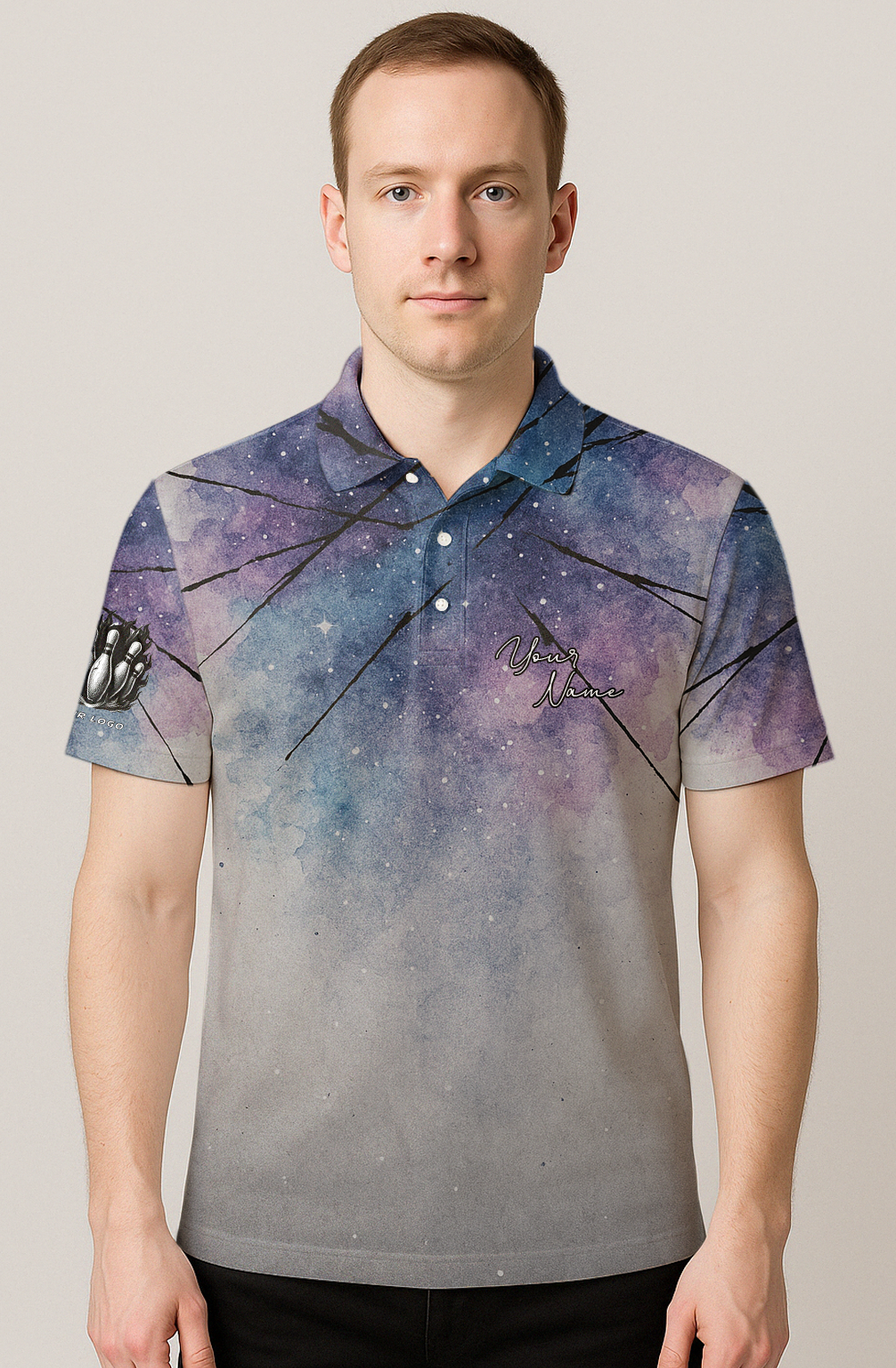 Watercolor Cosmic Shattered Space Bowling Jersey