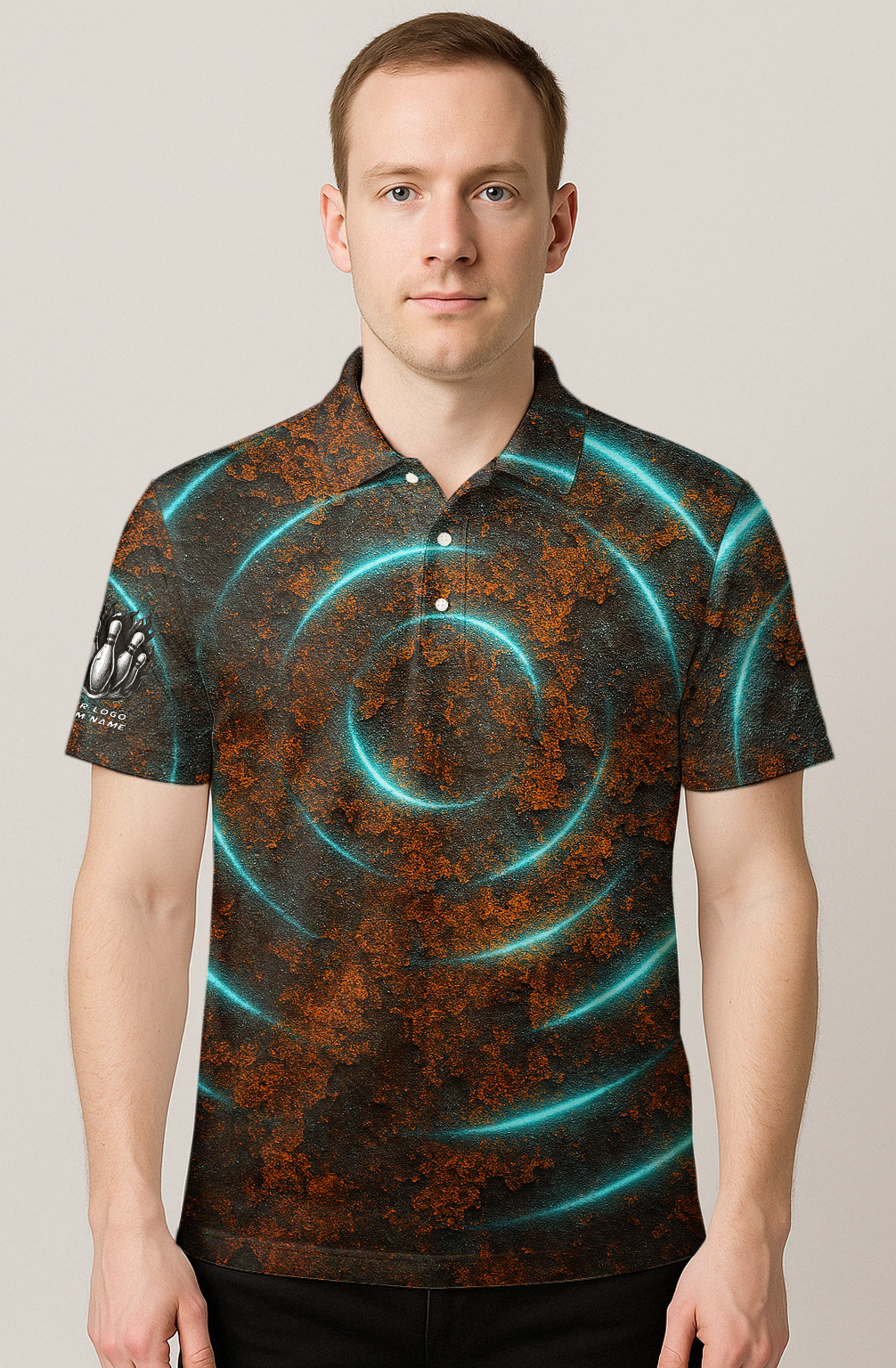Electric Rust Vortex Glow Bowling Jersey