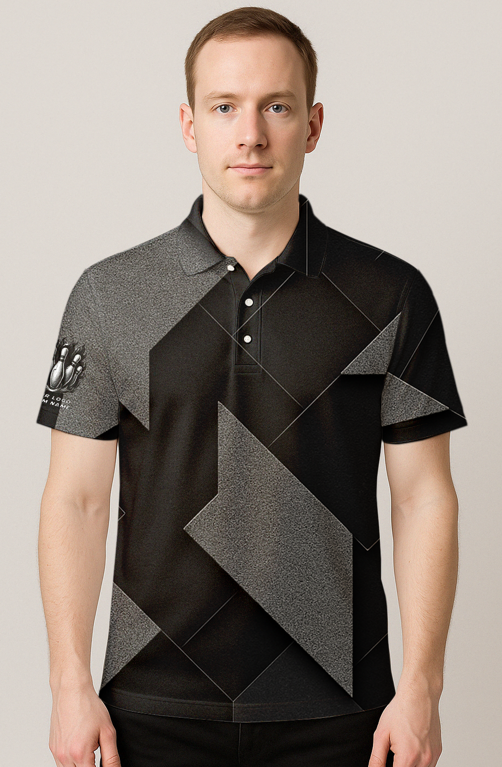 Monochrome Arrowhead Maze Lanes Bowling Jersey