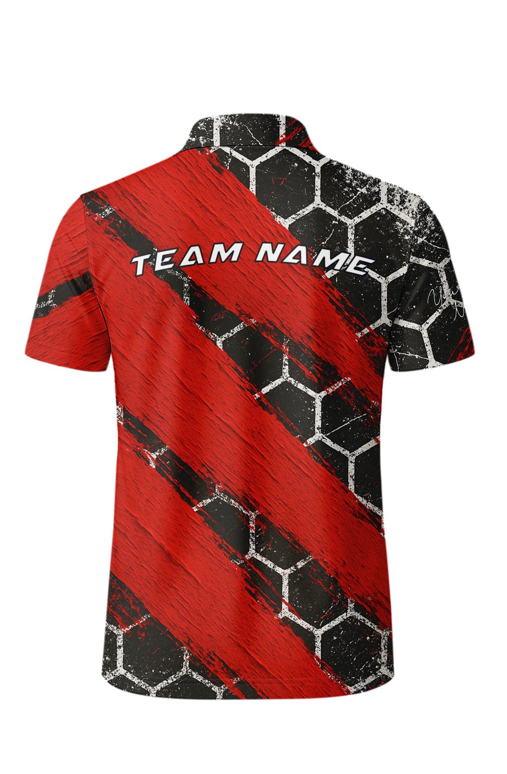Distressed Crimson Hexagon Strike Bowling Jersey