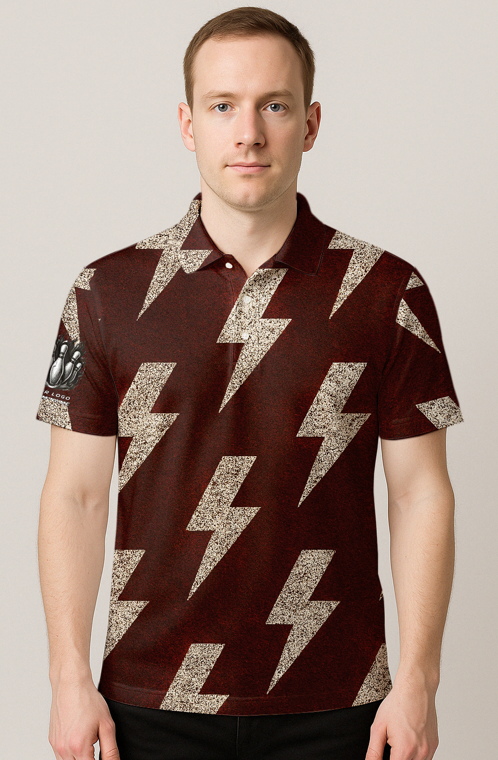 Rustic Lightning Bolt Strike Bowling Jersey