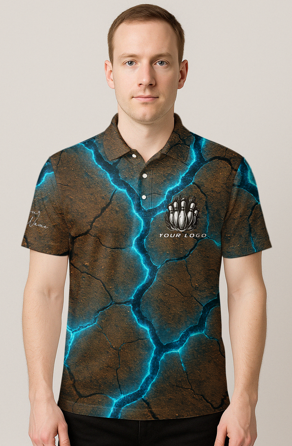 Cracked Earth Electric Veins Bowling Jersey