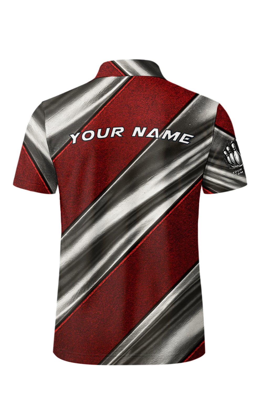 Metallic Red Stripes Glossy Bowling Jersey