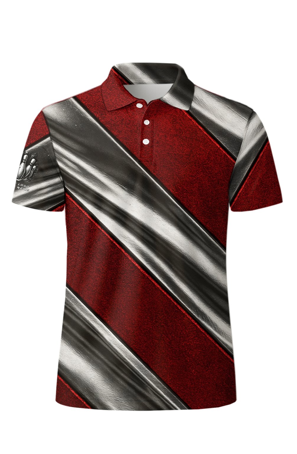 Metallic Red Stripes Glossy Bowling Jersey