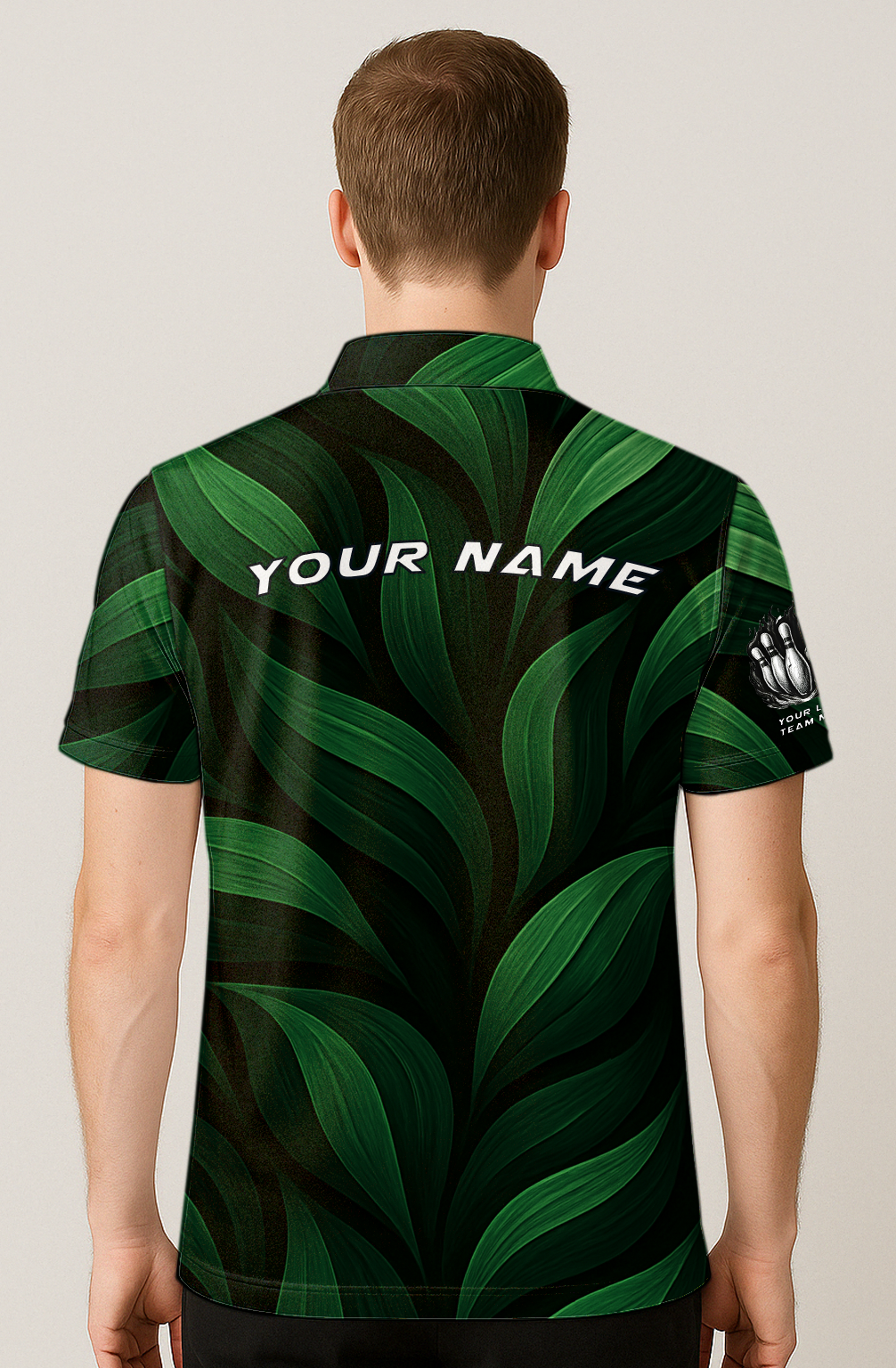 Lush Emerald Leaf Swirls Bowling Jersey