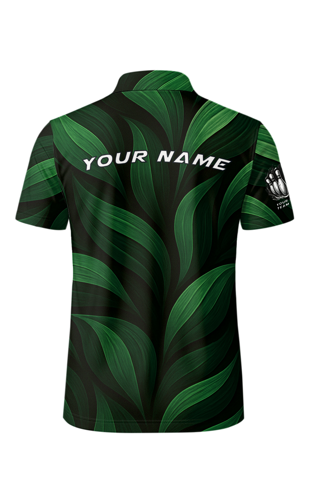 Lush Emerald Leaf Swirls Bowling Jersey