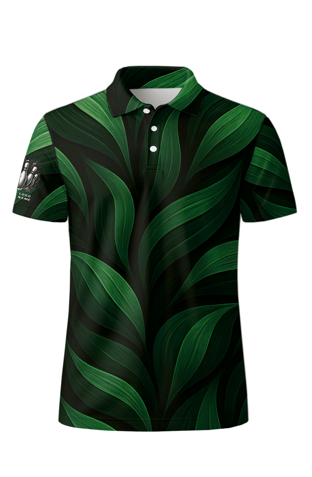 Lush Emerald Leaf Swirls Bowling Jersey