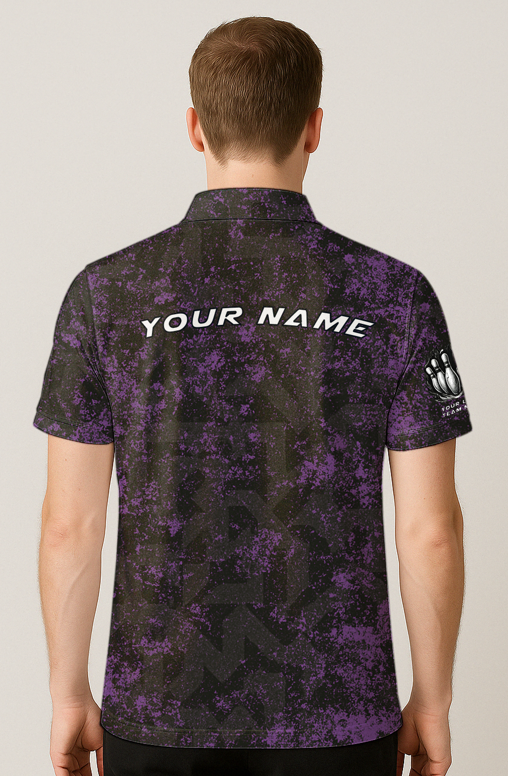 Grunge Purple Geometic Decay Bowling Jersey