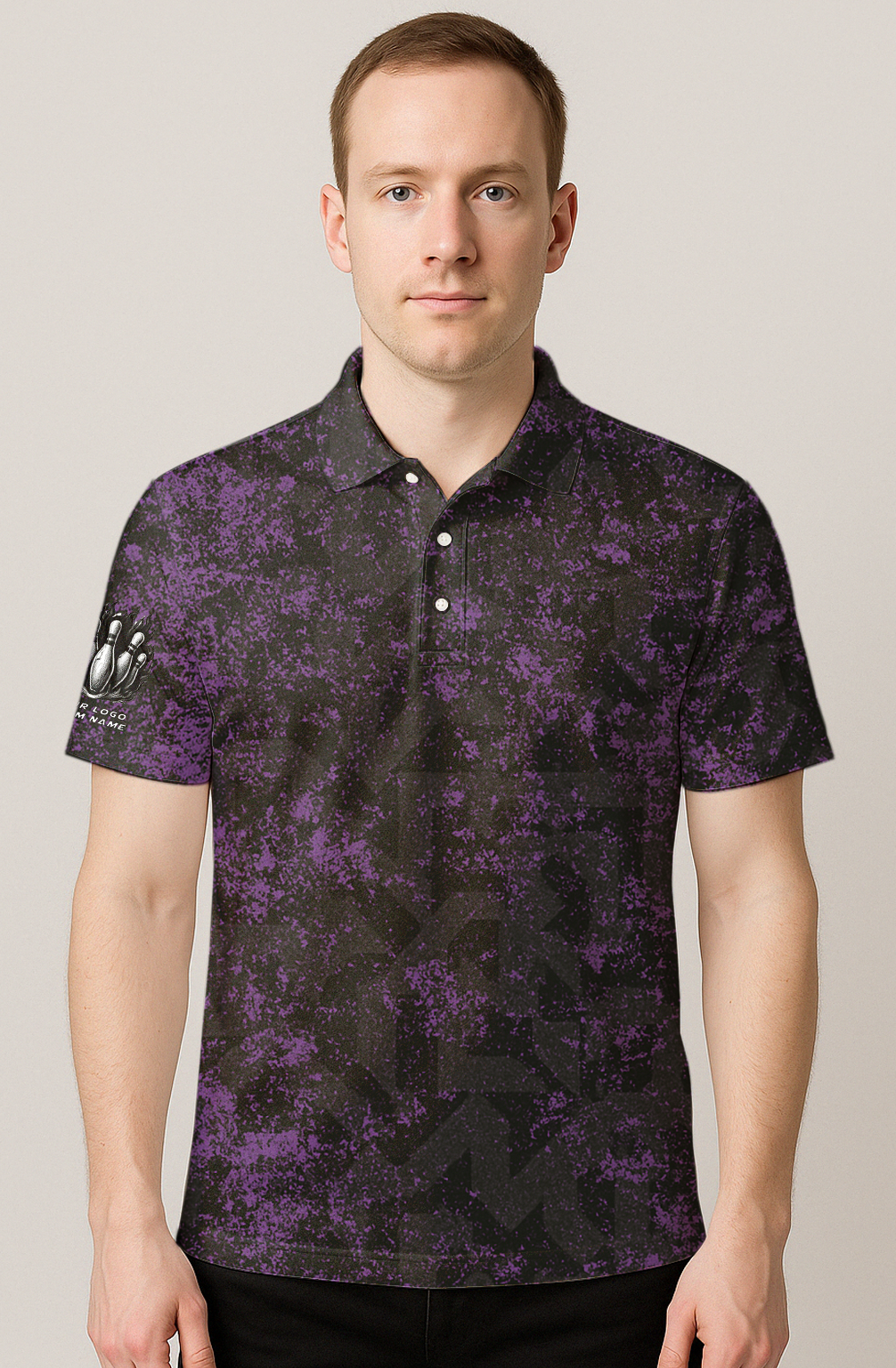 Grunge Purple Geometic Decay Bowling Jersey