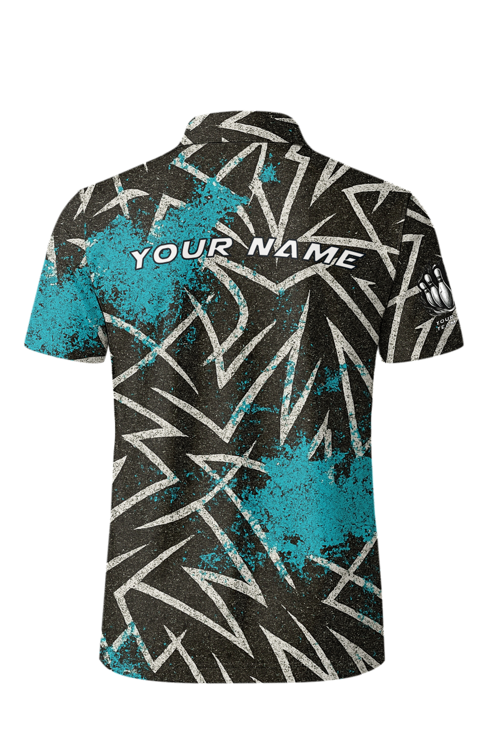 Sharp Fragmented Turquoise Splatter Bowling Jersey