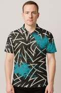 Sharp Fragmented Turquoise Splatter Bowling Jersey