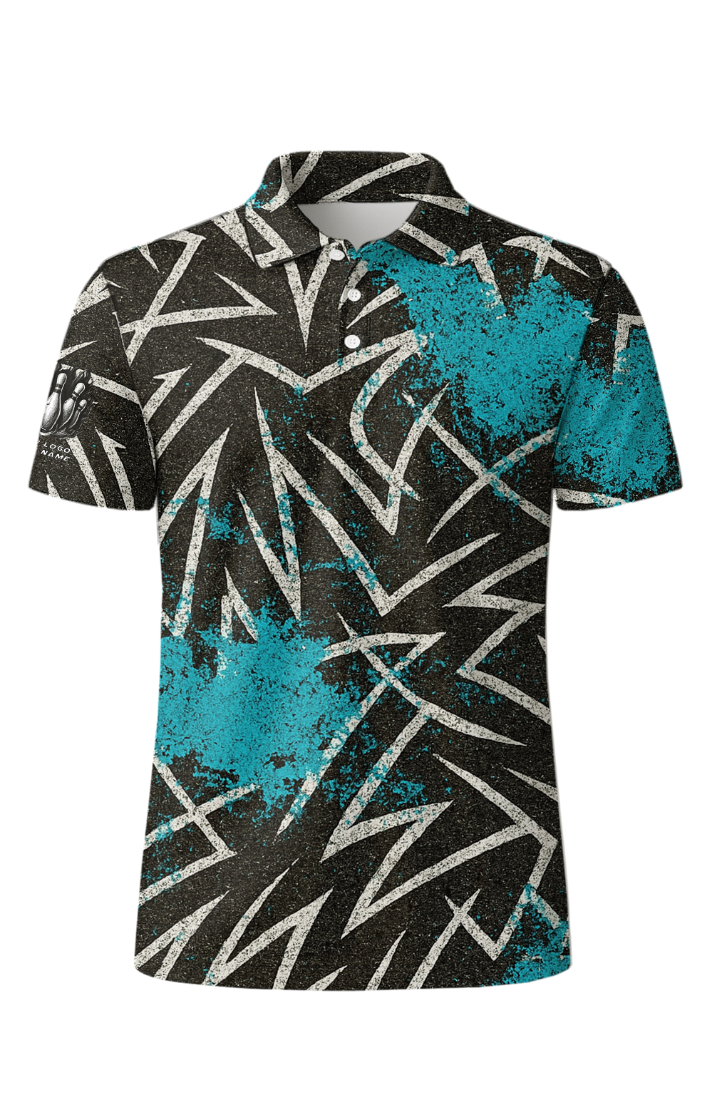 Sharp Fragmented Turquoise Splatter Bowling Jersey