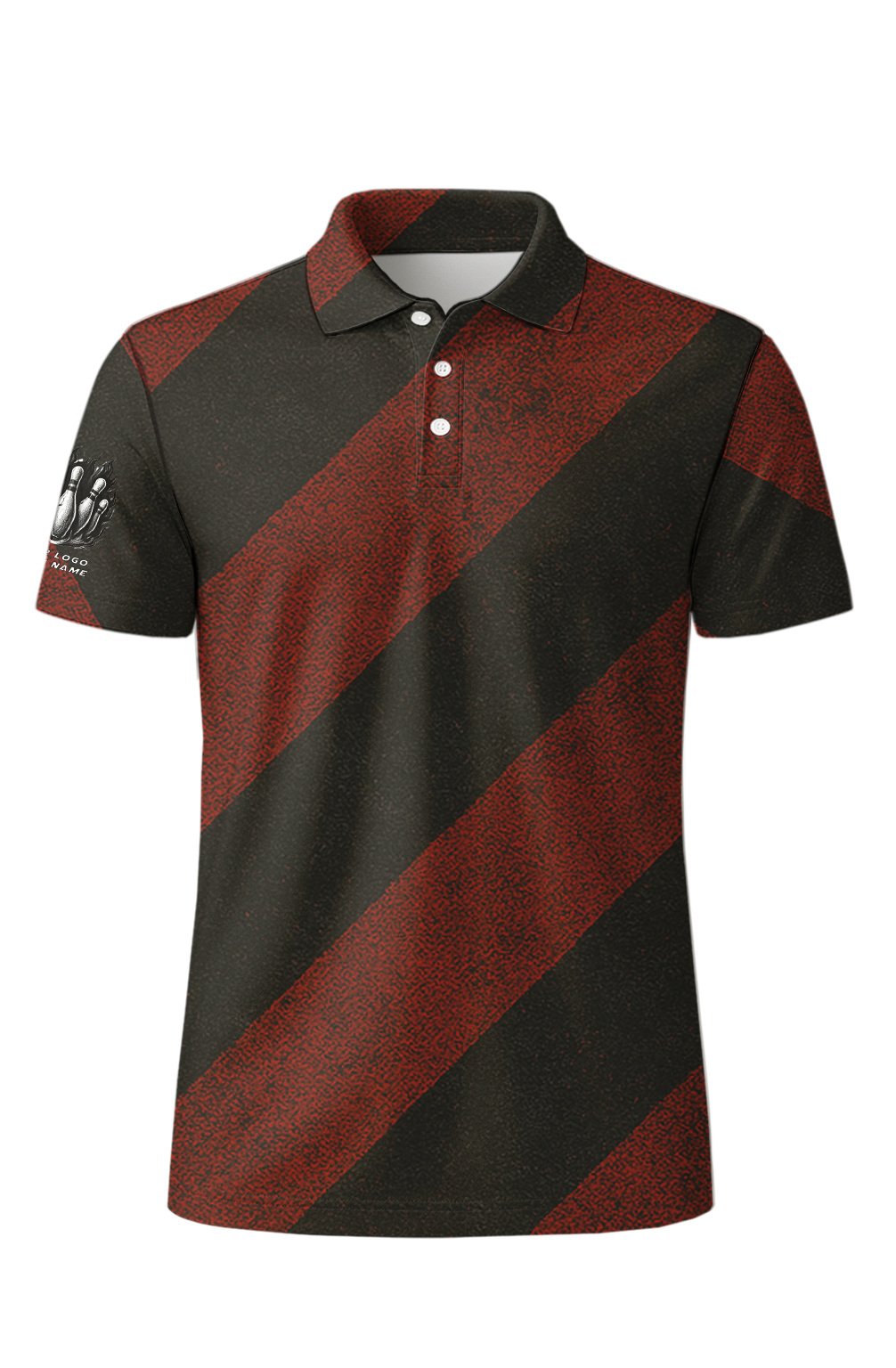 Diagonal Crimson Pinstripe Lanes Bowling Jersey