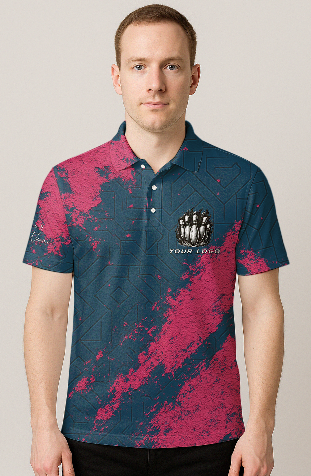 Distressed Rose Labyrinth Overlay Bowling Jersey