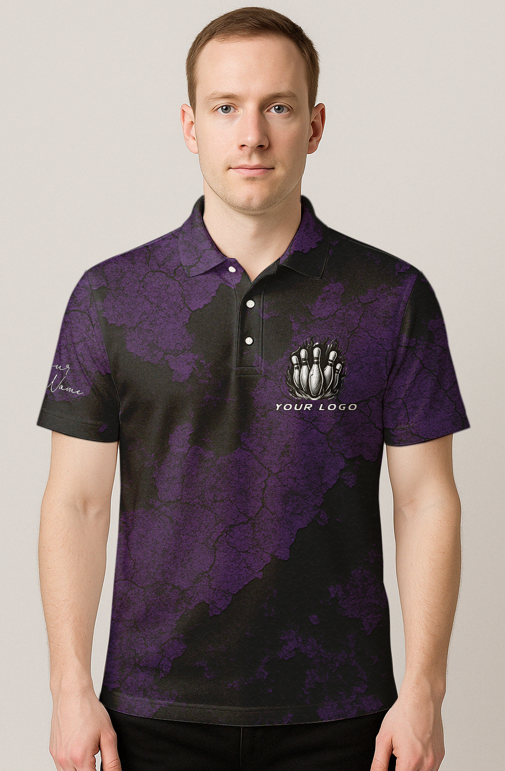 Dark Grunge Cracked Texture Bowling Jersey