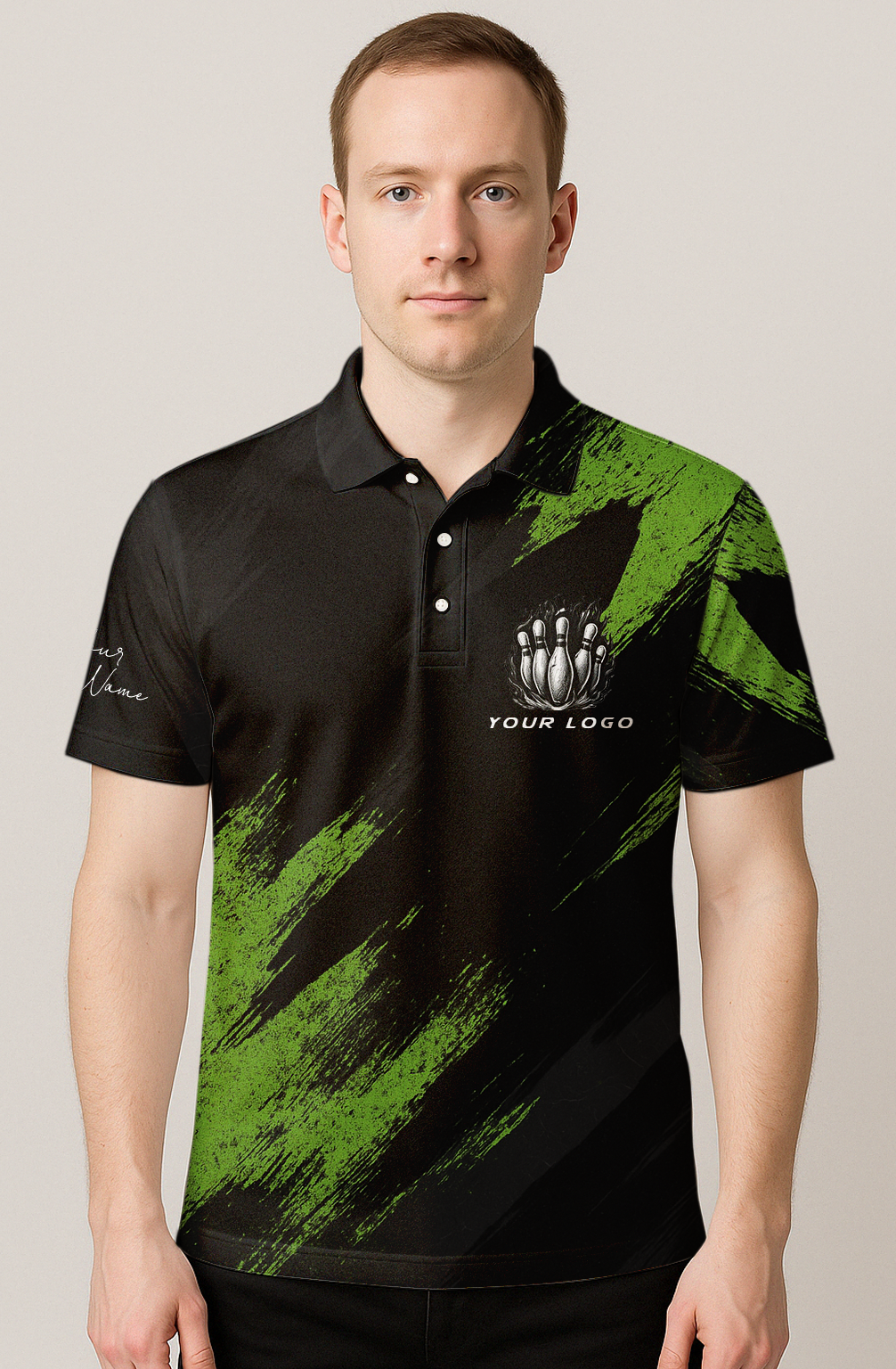 Lime Green Grunge Stroke Bowling Jersey